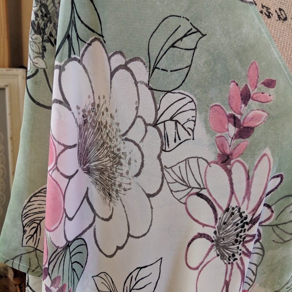 Kimono cover up pastel colors 100% silk flowers even cover swim suits - Picture 3 of 8